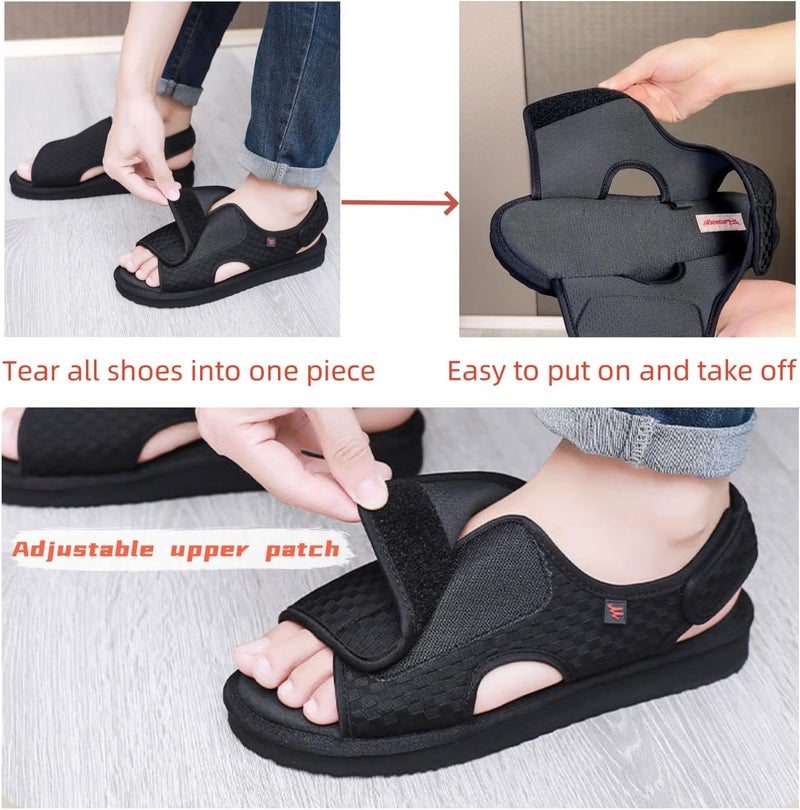 KUMUROETA Open Toe Diabetic Sandals for Men and Women,Widened Feet Arthritis Shoes,Edema Shoes,Adjustable Straps,Suitable for People with Diabetes and Swollen Feet - Image 2